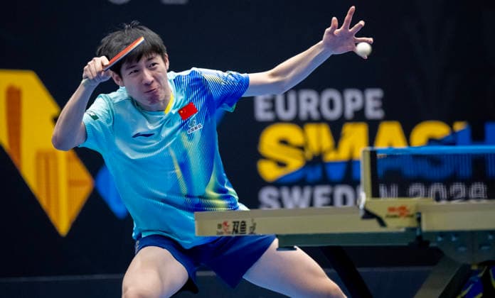 MALMÖ, August 13, 2026 — Wen Ruibo of China faced Sweden’s Elias Ranefur in the second round of the men’s singles at the Europe Smash Sweden 2026 table tennis tournament at Baltiska Hallen in Malmö, Sweden, on August 13, 2026 MALMÖ SWEDEN x50090x  Copyright: xJohanxNilssonx xTTx EUROPE SMASH SWEDEN 2026
