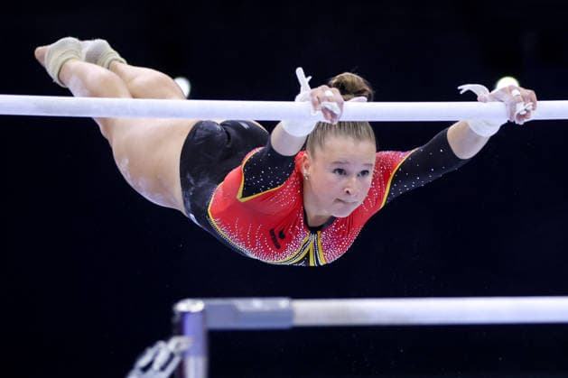 2026 Artistic Gymnastics European Championships - Day 1 Silja Stohr of Germany competes on the uneven bars during day one of the 2026 Artistic Gymnastics European Championships at Arena Zagreb on August 13, 2026 in Zagreb, Crotia.  IgorxKralj PIXSELL