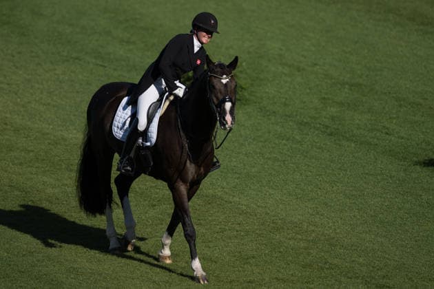 August 14, 2026: Nadja Aaboe Sloth of Denmark, riding Favour Gersdorf, competes in the Dressage Grand Prix Special on Day 4 of the 2026 FEI World Championships on August 14, 2026 in Aachen. Photo by Emma Wallskog, BILDBYRAN, code EW EW0682. equestrian sports, 2026 World Championships, 2026 FEI World Championships, BBENG, equestrian sports, World Championships, dressage, Denmark Copyright: EMMAxWALLSKOG BB260814EW006