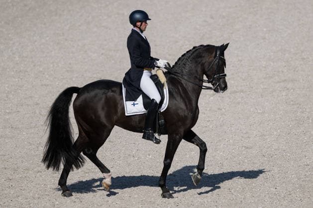 August 14, 2026: Henri Ruoste of Finland, riding Tiffanys Diamond, competes in the Dressage Grand Prix Special on Day 4 of the 2026 FEI World Championships, 2026 in Aachen. Photo by Emma Wallskog, BILDBYRAN, code EW EW0682, equestrian sports, 2026 World Championships, 2026 FEI World Championships, BBENG, equestrian sports, World Championships, dressage, Finland Copyright: EMMAxWALLSKOG BB260814EW013