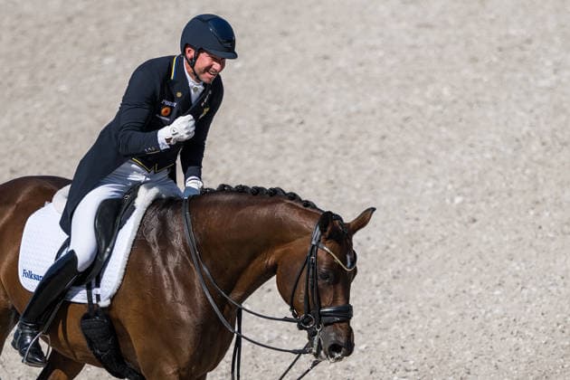 August 14, 2026: Patrik Kittel of Sweden, riding Touchdown, competes in the Dressage Grand Prix Special on Day 4 of the 2026 FEI World Championships, 2026 in Aachen. Photo by Emma Wallskog, BILDBYRAN, code EW EW0682. equestrian sports, 2026 World Championships, 2026 FEI World Championships, BBENG, equestrian sports, World Championships, dressage, Sweden Copyright: EMMAxWALLSKOG BB260814EW024