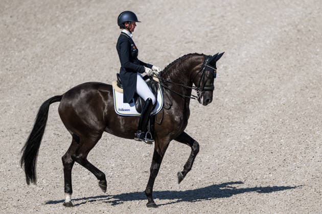 August 14, 2026: Maria von Essen of Sweden, riding Invoice, competes in the Dressage Grand Prix Special on Day 4 of the 2026 FEI World Championships on August 14, 2026 in Aachen. Photo by Emma Wallskog, BILDBYRAN, code EW EW0682. equestrian sports, 2026 World Championships, 2026 FEI World Championships, BBENG, equestrian sports, World Championships, dressage, Sweden Copyright: EMMAxWALLSKOG BB260814EW032