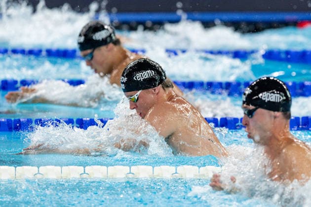 European Aquatics Championships Swimming Day 5 Koen De Groot, Ludovico Viberti, Melvin Imoudu during European Aquatics Championships Swimming Day 5 in Paris, France, on August 14, 2026 Paris France  Copyright: xFotoxOlimpikx originalFilename:jastrzebowski-european260814_npcza