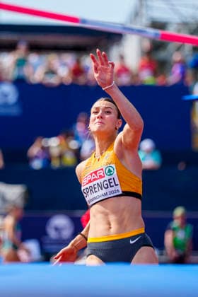 BIRMINGHAM, GREAT BRITAIN - AUGUST 14, 2026 : Sandrina SPRENGEL (GER Germany) competing in the high jump in the heptathlon during the European Athletics Championships at Alexander Stadium on August 14, 2026 in Birmingham, Great Britain. Great Britain Copyright: xLeahxKohringx