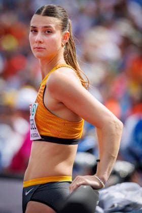 BIRMINGHAM, GREAT BRITAIN - AUGUST 14, 2026: Sandrina SPRENGEL (GER Germany) competing in the high jump of the heptathlon during the European Athletics Championships at Alexander Stadium on August 14, 2026 in Birmingham, Great Britain. Great Britain Copyright: xAxelxKohringx