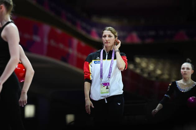 Camilla Pfeffer, Head Coach of the German Team, Rhythmic Gymnastics World Championships, Podium Training, August 14, 2026, Rhythmic Gymnastics World Championships, Podium Training, August 14, 2026, Frankfurt Copyright: xEibner-Pressefoto xHoepnerx EP_PHR