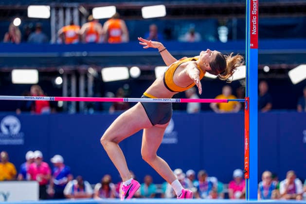 BIRMINGHAM, GREAT BRITAIN - AUGUST 14, 2026 : Sandrina SPRENGEL (GER Germany) competing in the high jump in the heptathlon during the European Athletics Championships at Alexander Stadium on August 14, 2026 in Birmingham, Great Britain. Great Britain Copyright: xLeahxKohringx