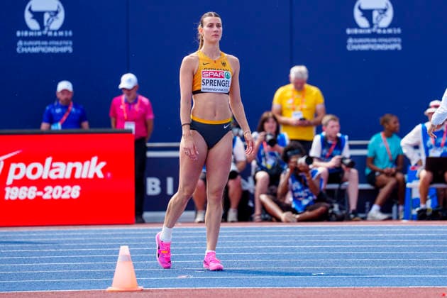BIRMINGHAM, GREAT BRITAIN - AUGUST 14, 2026 : Sandrina SPRENGEL (GER Germany) competing in the high jump in the heptathlon during the European Athletics Championships at Alexander Stadium on August 14, 2026 in Birmingham, Great Britain. Great Britain Copyright: xLeahxKohringx
