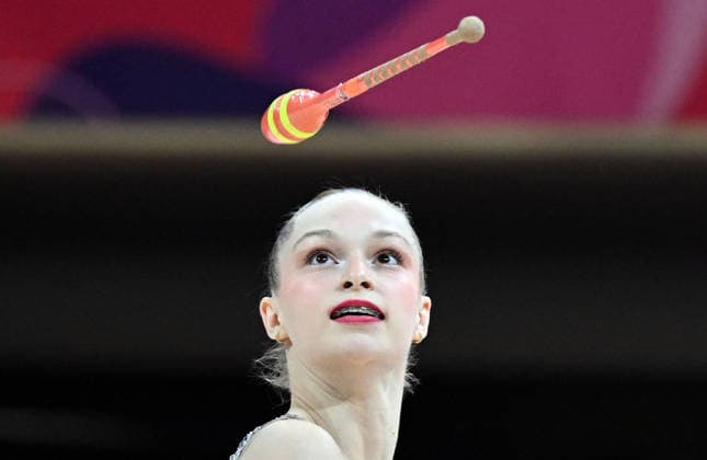 August 14, 2026, xhbx, 2026 Rhythmic Gymnastics World Championships, from left: Meital, Maayan, Israel, Keulen; DFL, DFB REGULATIONS PROHIBIT ANY USE OF PHOTOGRAPHS as IMAGE SEQUENCES and or QUASI-VIDEO Frankfurt am Main