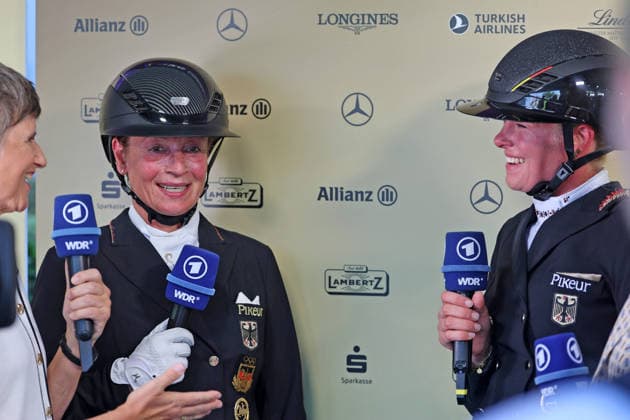 3rd place and bronze for Katharina Hemmer (GER, Germany) riding Denoix (PCH); interview with 4th-place finisher Isabell Werth (GER, Germany), Dressage, FEI Dressage World Championship MEGGLE Prize, Grand Prix Special, Individual Competition, AACHEN FEI World Championships 2026, World Festival of Equestrian Sports, 2026 Equestrian World Championships, Aachen 2026, Welcome Home 2026, Aachen Soers, August 11–23, 2026, Equestrian Sports, August 14, 2026, Aachen Soers, Germany