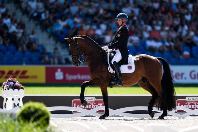 August 14, 2026: Carl Hester of Great Britain, riding Fame, competes in the Dressage Grand Prix Special on Day 4 of the 2026 FEI World Championships on August 14, 2026 in Aachen. Photo by Emma Wallskog, BILDBYRAN, code EW EW0682. equestrian sports, 2026 World Championships, 2026 FEI World Championships, BBENG, equestrian sports, World Championships, dressage Copyright: EMMAxWALLSKOG BB260814EW113
