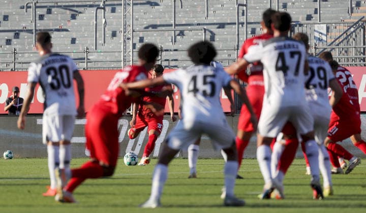 August 14, 2026, xfsx, Men s, Soccer, 2026–2027 Season, 3rd Division, Matchday 2: FC Würzburger Kickers vs. SV Wehen Wiesbaden; from left: Ivan Franjic of FC Würzburger Kickers scores the goal to make it 1–0; Wuerzburg AKON ARENA, Bavaria, Germany