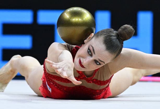 August 14, 2026, xhbx, 2026 Rhythmic Gymnastics World Championships, from left: Darja Varfolomeev, Germany, Ball, DFL, DFB. REGULATIONS PROHIBIT ANY USE OF PHOTOGRAPHS AS IMAGE SEQUENCES AND OR QUASI-VIDEO. Frankfurt am Main