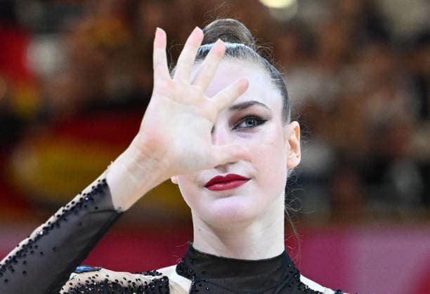 August 14, 2026, xhbx, 2026 Rhythmic Gymnastics World Championships, from left: Darja Varfolomeev, Germany, Cologne, DFL, DFB. REGULATIONS PROHIBIT ANY USE OF PHOTOGRAPHS AS IMAGE SEQUENCES AND OR QUASI-VIDEO. Frankfurt am Main