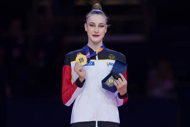World Rhythmic Gymnastics Championships: Gold Medal for Darja Varfolomeev, Germany; World Rhythmic Gymnastics Championships, August 11–16 at the Festhalle in Frankfurt am Main; Individual All-Around Final, Places 1–9; Frankfurt am Main, Hesse, Germany; Festhalle