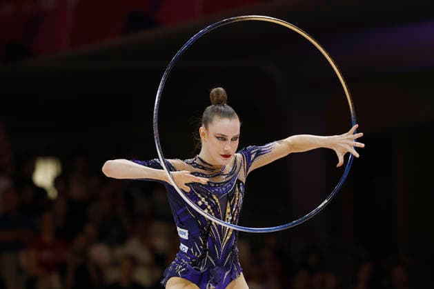 Darja Varfolomeev at the individual all-around final of the 2026 World Rhythmic Gymnastics Championships in Frankfurt am Main, Germany, on August 14, 2026 Copyright: HMBxMedia xHeikoxBecker