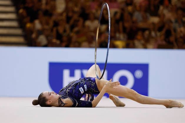 Darja Varfolomeev at the individual all-around final of the 2026 World Rhythmic Gymnastics Championships in Frankfurt am Main, Germany, on August 14, 2026 Copyright: HMBxMedia xHeikoxBecker