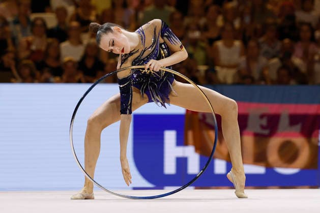 Darja Varfolomeev at the individual all-around final of the 2026 World Rhythmic Gymnastics Championships in Frankfurt am Main, Germany, on August 14, 2026 Copyright: HMBxMedia xHeikoxBecker