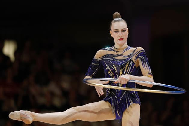 Darja Varfolomeev at the individual all-around final of the 2026 World Rhythmic Gymnastics Championships in Frankfurt am Main, Germany, on August 14, 2026 Copyright: HMBxMedia xHeikoxBecker