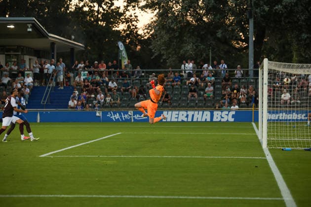 August 14, 2026, Hertha BSC II vs. BFC Dynamo, Regionalliga 2026–2027, Matchday 5—No chance for Hertha s goalkeeper, Berlin, Berlin, Germany