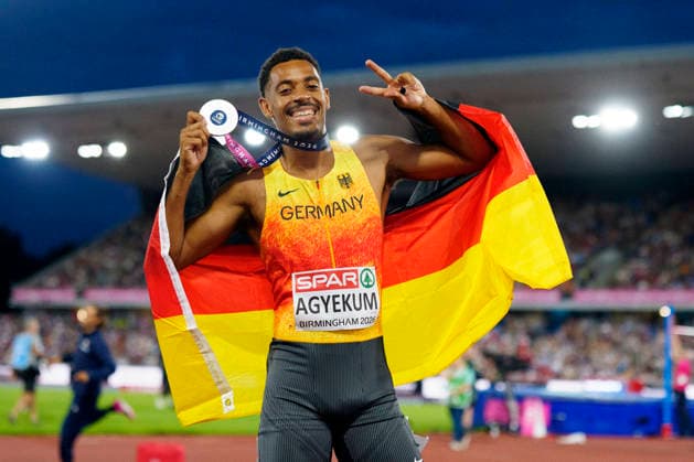 BIRMINGHAM, GREAT BRITAIN - AUGUST 14, 2026 : Second place for Emil AGYEKUM (GER Germany) over 400m hurdles during the European Athletics Championships at Alexander Stadium on August 14, 2026 in Birmingham, Great Britain. Great Britain Copyright: xLeahxKohringx