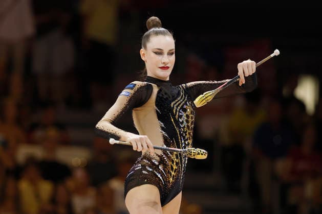 Darja Varfolomeev at the individual all-around final of the 2026 Rhythmic Gymnastics World Championships in Frankfurt am Main, Germany, on August 14, 2026 Copyright: HMBxMedia xHeikoxBecker