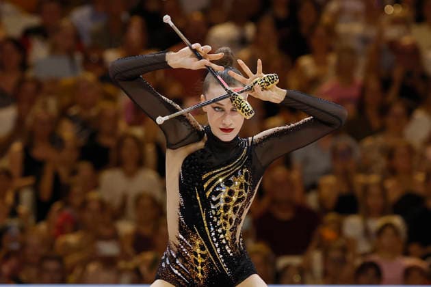 Darja Varfolomeev at the individual all-around final of the 2026 Rhythmic Gymnastics World Championships in Frankfurt am Main, Germany, on August 14, 2026 Copyright: HMBxMedia xHeikoxBecker