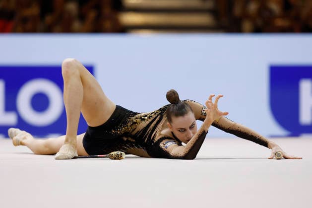 Darja Varfolomeev at the individual all-around final of the 2026 Rhythmic Gymnastics World Championships in Frankfurt am Main, Germany, on August 14, 2026 Copyright: HMBxMedia xHeikoxBecker
