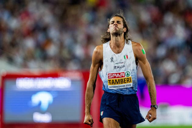 August 14, 2026: Gianmarco Tamberi of Italy competes in the men’s high jump final during Day 5 of the 2026 European Athletics Championships on August 14, 2026 in Birmingham. Photo by Mathias Bergeld. BILDBYRAN code MB MT1070. track and field, athletics, friidrett, friidrotts EM, 2026 European Athletics Championships, Day 5, BBENG  Copyright: MATHIASxBERGELD BB260814MB128