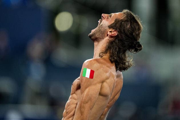 260814 Gianmarco Tamberi celebrates after the men’s high jump final on day 5 of the 2026 European Athletics Championships on August 14, 2026 in Birmingham. Photo by Mathias Bergeld. BILDBYRAN code MB MT1070. track and field, athletics, friidrett, friidrotts EM, 2026 European Athletics Championships, Day 5, BBENG, celebration  Copyright: MATHIASxBERGELD BB260814MB136