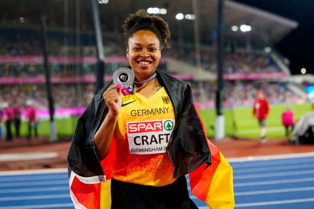 BIRMINGHAM, GREAT BRITAIN - AUGUST 14, 2026 : Second place in the in the discus throw: Shanice CRAFT (GER Germany) during the European Athletics Championships at Alexander Stadium on August 14, 2026 in Birmingham, Great Britain. Great Britain Copyright: xLeahxKohringx