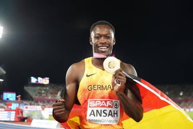 Birmingham, Track and Field, Athletics, EAA, 2026 European Athletics Championships in Birmingham, August 10–17, 2026, Alexander Stadium, Birmingham, United Kingdom, Men’s 200m, Owen Ansah of Germany (GER) wins the gold medal. Copyright Gladys Chai von der Laage