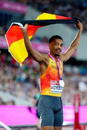 BIRMINGHAM, GREAT BRITAIN - AUGUST 14, 2026 : Second place for Emil AGYEKUM (GER Germany) over 400m hurdles during the European Athletics Championships at Alexander Stadium on August 14, 2026 in Birmingham, Great Britain. Great Britain Copyright: xLeahxKohringx