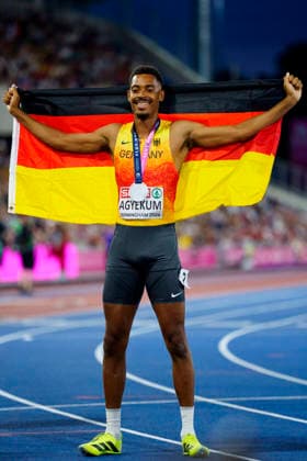 BIRMINGHAM, GREAT BRITAIN - AUGUST 14, 2026 : Second place for Emil AGYEKUM (GER Germany) over 400m hurdles during the European Athletics Championships at Alexander Stadium on August 14, 2026 in Birmingham, Great Britain. Great Britain Copyright: xLeahxKohringx
