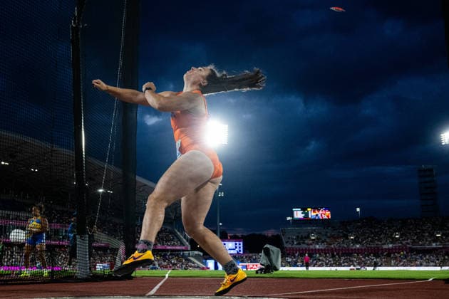 August 14, 2026: Jorinde van Klinken of the Netherlands competes in the women’s discus throw final on day 5 of the 2026 European Athletics Championships on August 14, 2026 in Birmingham. Photo by Mathias Bergeld. BILDBYRAN code MB MT1070. track and field, athletics, friidrett, friidrotts EM, 2026 European Athletics Championships, Day 5, bbeng  Copyright: MATHIASxBERGELD BB260814MB183
