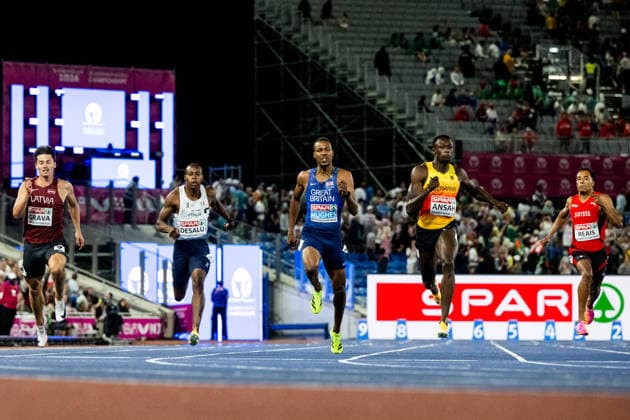 August 14, 2026: Owen Ansah of Germany wins the men’s 200-meter final on Day 5 of the 2026 European Athletics Championships on August 14, 2026 in Birmingham. Photo by Maxim Thore. BILDBYRAN code MT MT1070 track and field athletics friidrett friidrotts em em friidretts em 2026 European Athletics Championships Day 5 bbeng  Copyright: MAXIMxTHORE BB260814MT100