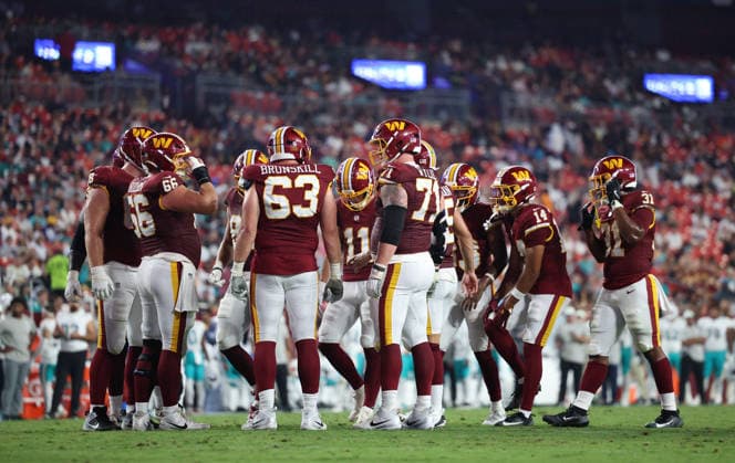 August 14, 2026, Landover, Maryland, USA: An NFL, American Football Herren, USA preseason game between the Washington Commanders and Miami Dolphins was played at Northwest Stadium on Friday, August 14, 2026; Landover, Maryland, USA. MD: NFL Preseason 2026: Miami Dolphins : Washington Commanders  - ZUMAs325 20260814_zsp_s325_013 Copyright: xJessxStilesx