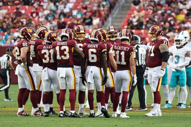 August 14, 2026, Landover, Maryland, USA: An NFL, American Football Herren, USA preseason game between the Washington Commanders and Miami Dolphins was played at Northwest Stadium on Friday, August 14, 2026; Landover, Maryland, USA. Landover USA - ZUMAs325 20260814_zsp_s325_058 Copyright: xJessxStilesx