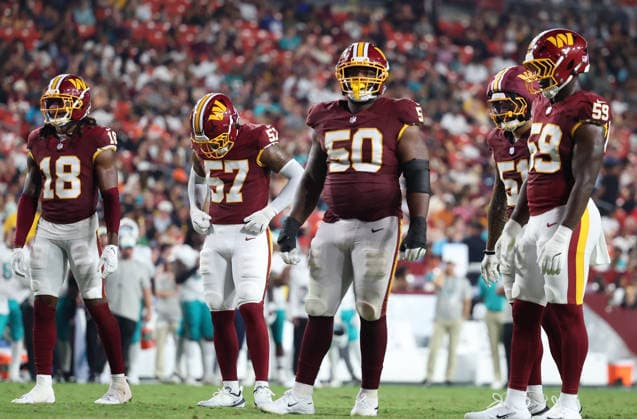 August 14, 2026, Landover, Maryland, USA: An NFL, American Football Herren, USA preseason game between the Washington Commanders and Miami Dolphins was played at Northwest Stadium on Friday, August 14, 2026; Landover, Maryland, USA. Landover USA - ZUMAs325 20260814_zsp_s325_075 Copyright: xJessxStilesx