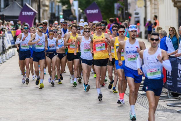 August 15, 2026: Perseus Karlström of Sweden competes in the men’s half marathon race walk during Day 6 of the 2026 European Athletics Championships on August 15, 2026 in Birmingham. Photo by Mathias Bergeld, BILDBYRAN, code MB MT1071. track and field, athletics, friidrett, friidrotts EM, 2026 European Athletics Championships, Day 6, BBENG, race walk, gang  Copyright: MATHIASxBERGELD BB260815MB001