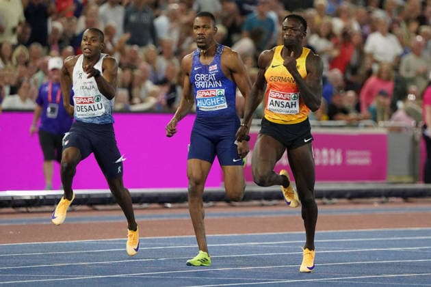 Birmingham, Track and Field, Athletics, EAA, 2026 European Athletics Championships in Birmingham, August 10–17, 2026, Alexander Stadium, Birmingham, Great Britain, Men’s 200m, Final: Eseosa Fostine Desalu, Italy, Zharnel Hughes, Great Britain, Owen Ansah, Germany (GER). Copyright Gladys Chai von der Laage