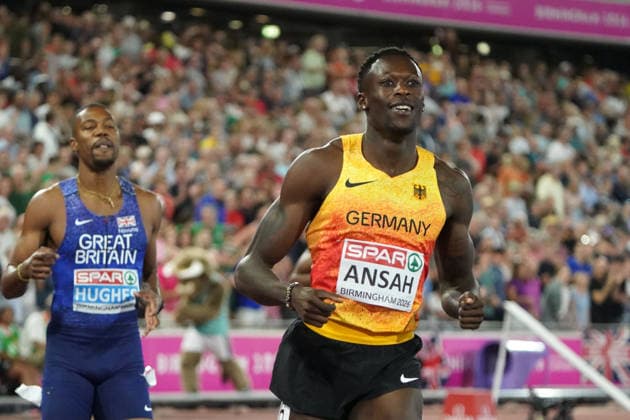 Birmingham, Track and Field, Athletics, EAA, 2026 European Athletics Championships in Birmingham, August 10–17, 2026, Alexander Stadium, Birmingham, Great Britain, Men’s 200m, Final: Eseosa Fostine Desalu, Italy, Zharnel Hughes, Great Britain, Owen Ansah, Germany (GER). Copyright Gladys Chai von der Laage