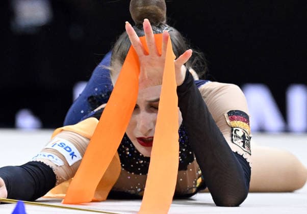 August 14, 2026, xhbx, 2026 Rhythmic Gymnastics World Championships, from left: Darja Varfolomeev, Germany, ribbon, Frankfurt am Main
