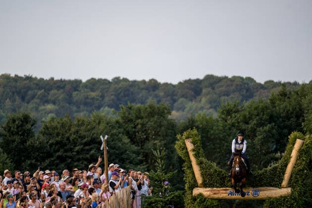 August 15, 2026: Libussa Lubbecke of Germany, riding Caramia, competes in the Eventing Cross Country on Day 5 of the 2026 FEI World Championships on August 15, 2026 in Aachen. Photo by Emma Wallskog. BILDBYRAN code EW EW0685 equestrian sports riding 2026 World Championships 2026 FEI World Championships bbeng equestrian sports World Championships eventing cross-country  Copyright: EMMAxWALLSKOG BB260815EW011