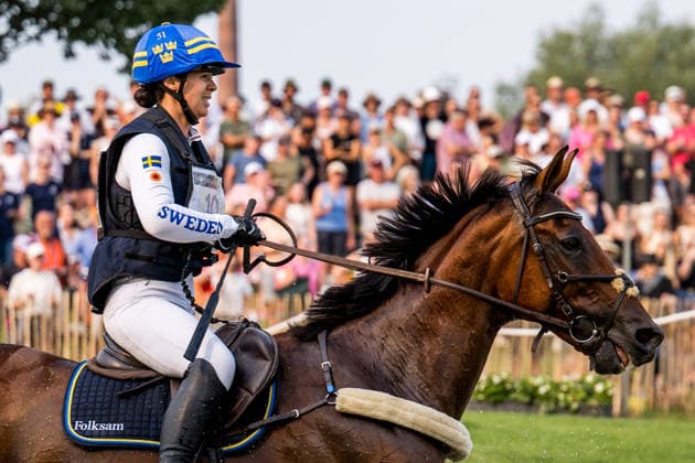 August 15, 2026: Sofia Sjöborg of Sweden, riding Bryjamolga van het Marienshof, competes in the Eventing Cross Country on Day 5 of the 2026 FEI World Championships in Aachen. 2026 in Aachen. Photo by Emma Wallskog, BILDBYRAN, code EW EW0685. equestrian sports, riding, 2026 World Championships, 2026 FEI World Championships, BBENG, equestrian sports, World Championships, eventing, cross-country, Sweden  Copyright: EMMAxWALLSKOG BB260815EW019