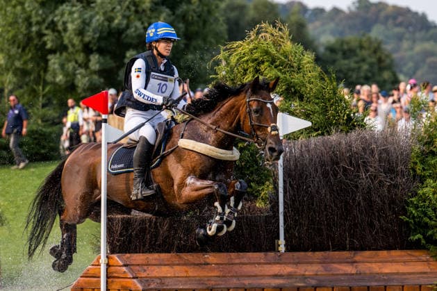August 15, 2026: Sofia Sjöborg of Sweden, riding Bryjamolga van het Marienshof, competes in the Eventing Cross Country on Day 5 of the 2026 FEI World Championships in Aachen. 2026 in Aachen. Photo by Emma Wallskog, BILDBYRAN, code EW EW0685. equestrian sports, riding, 2026 World Championships, 2026 FEI World Championships, BBENG, equestrian sports, World Championships, eventing, cross-country, Sweden  Copyright: EMMAxWALLSKOG BB260815EW020