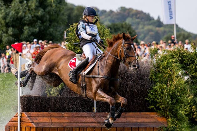 August 15, 2026: Angelika Dubach of Switzerland, riding Felin de Chignan, competes in the Eventing Cross Country on Day 5 of the 2026 FEI World Championships in Aachen. 2026 in Aachen. Photo by Emma Wallskog. BILDBYRAN code EW EW0685 equestrian sports riding 2026 World Championships 2026 FEI World Championships bbeng equestrian sports World Championships eventing cross-country  Copyright: EMMAxWALLSKOG BB260815EW025