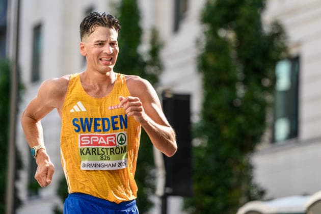 August 15, 2026: Perseus Karlström of Sweden competes in the men’s marathon race walk on Day 6 of the 2026 European Athletics Championships on August 15, 2026 in Birmingham. Photo by Maxim Thore. BILDBYRAN code MT MT1071 track and field athletics friidrett friidrotts em em friidretts em 2026 European Athletics Championships Day 6 BBENG Sweden race walk  Copyright: MAXIMxTHORE BB260815MT003