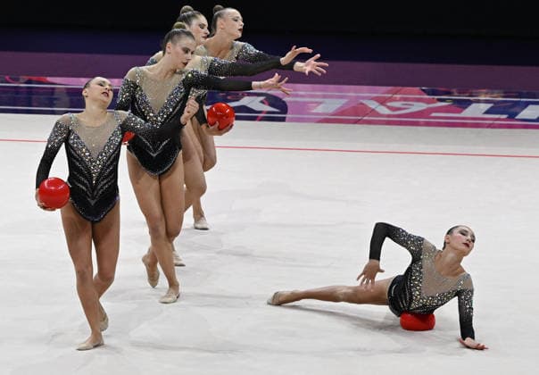August 15, 2026, xhbx, 2026 Rhythmic Gymnastics World Championships, from left: Team, Group, Italy, Ball, Frankfurt am Main
