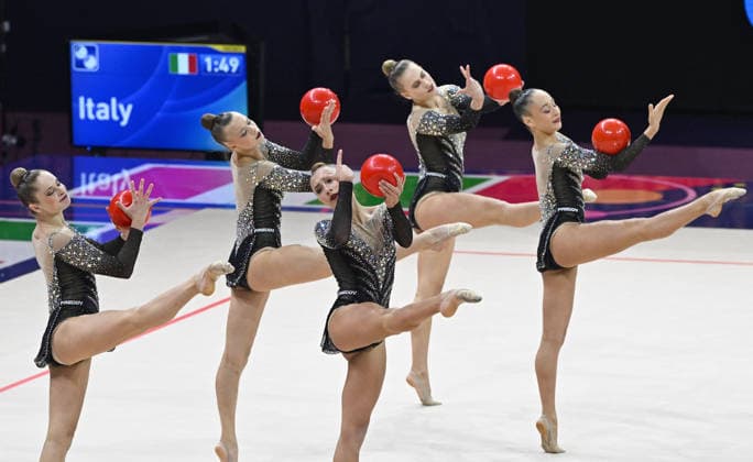 August 15, 2026, xhbx, 2026 Rhythmic Gymnastics World Championships, from left: Team, Group, Italy, Ball, Frankfurt am Main